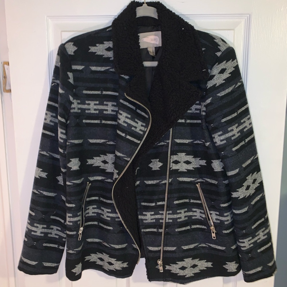 Forever 21 Asymmetrical Aztec Coat